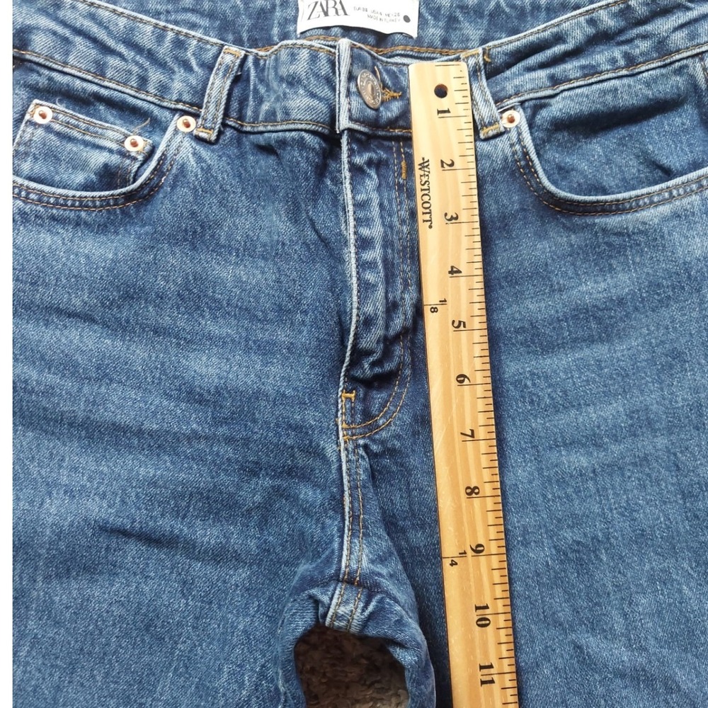 Zara Jeans Womens Size 4 Blue Straight Leg High Rise Medium Wash Denim Casual - Picture 5 of 6